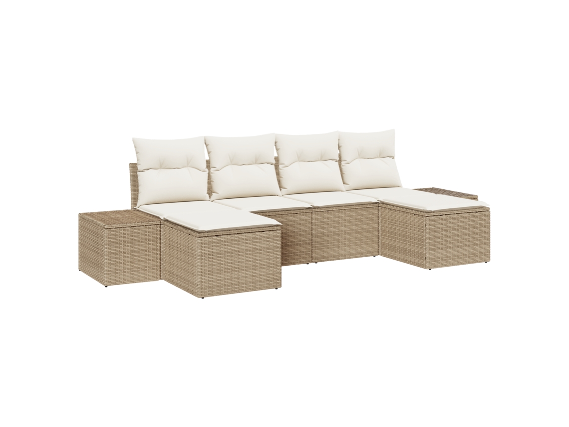 Conjunto 4 Móveis Para Exterior Vidaxl Bege Vime Pe (294 X 55 X 85 Cm)