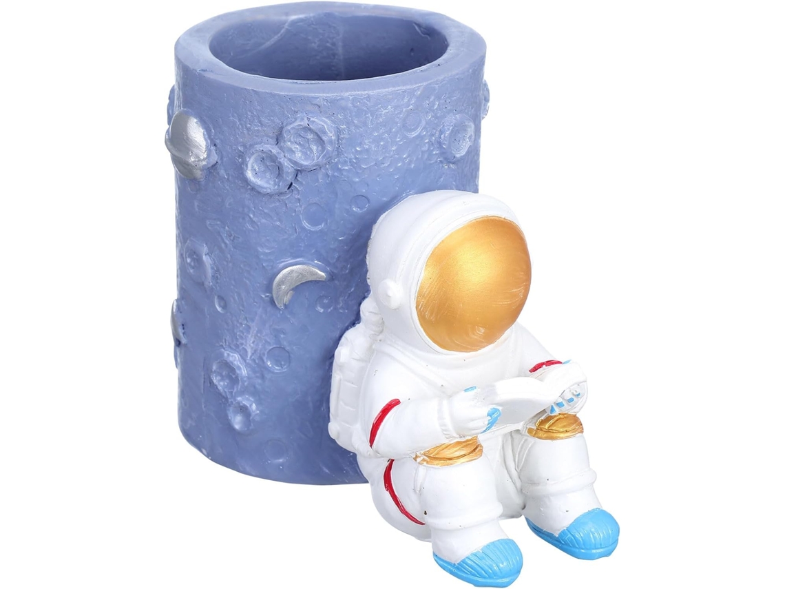 Organizador de Canetas em Resina com Tema Astronauta, 43 X 35 24 Polegadas, Porta lápis Decorativo para Escrit
