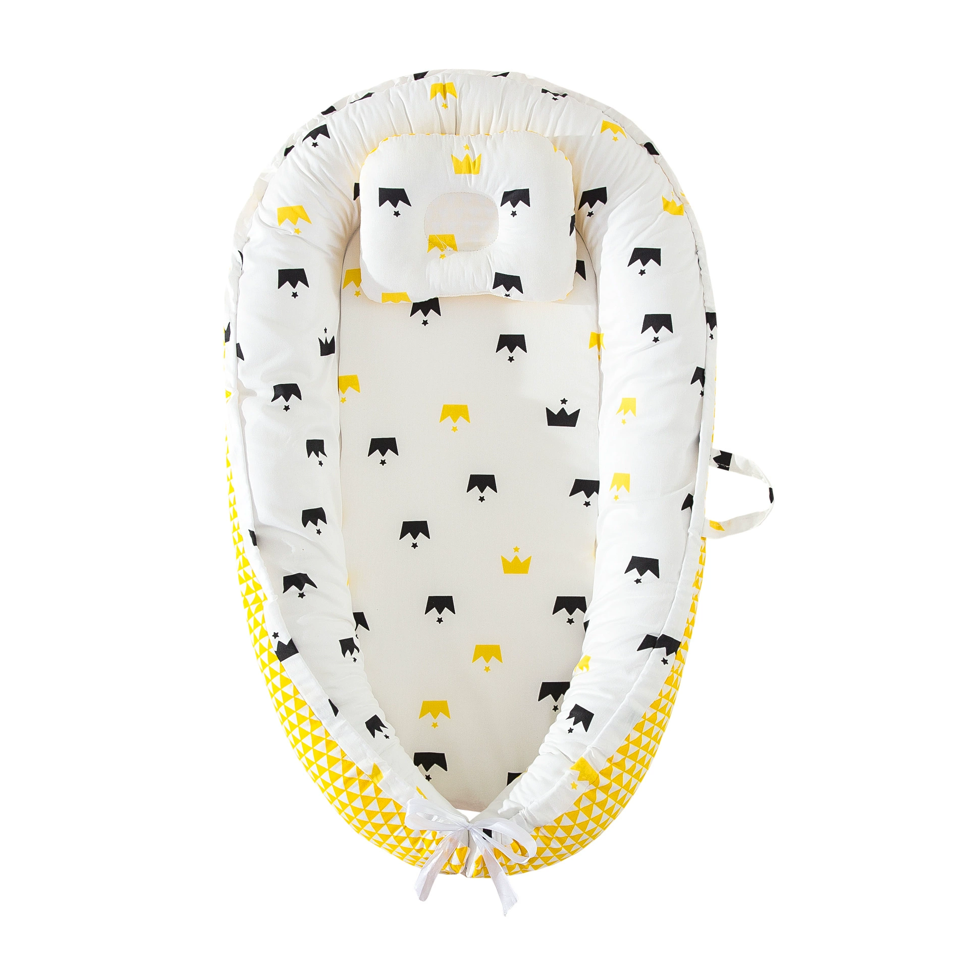 Ninho de Bebé EIFSON 0 24 Meses com Almofada Algodão Macio 85x55cm (coroa Amarela)