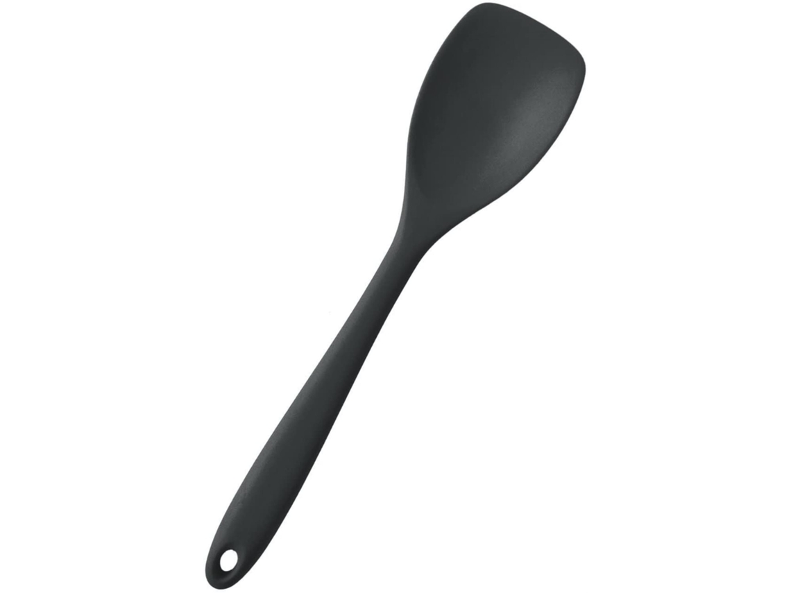Colher de Silicone Colher de Espátula Alta Resistência Ao Calor Até 680F Utensílio de Borracha Antiaderente Preto