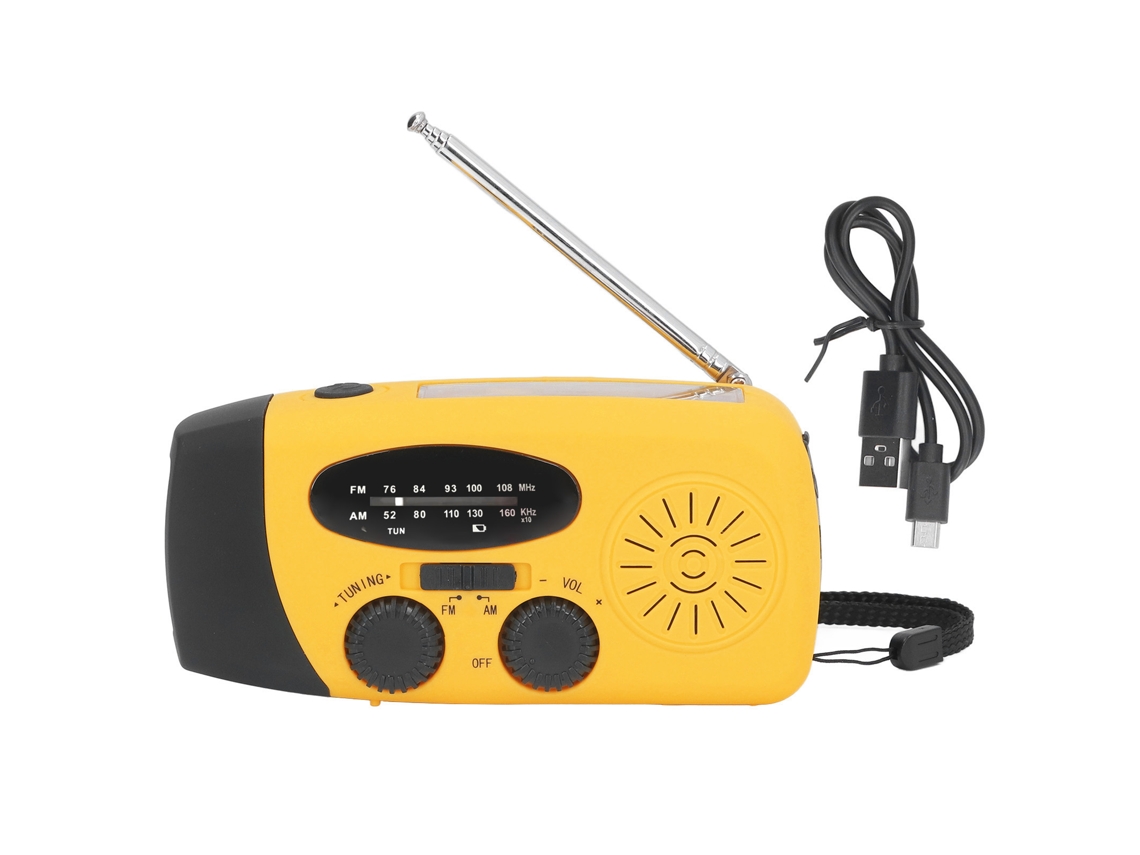 Rádio de Emergência Solar Laranja Japonês com Manivela e Lanterna Led para Campismo Ao Ar Livre AQUAFORGE