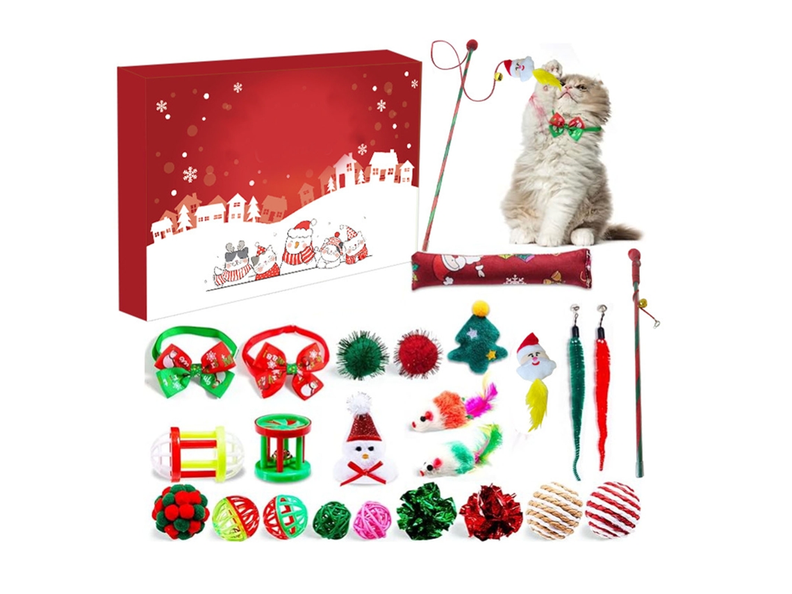 Calendário de Adviento de Natal com Brinquedos para Gato