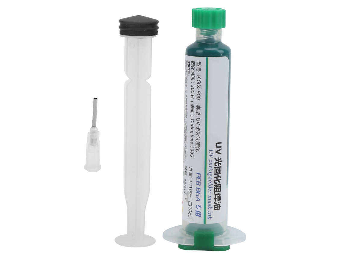 Tinta Resistente À Soldagem Uv Curável Verde Kgx‑900 10cc Com Agulha De Empurrão Para Pcb