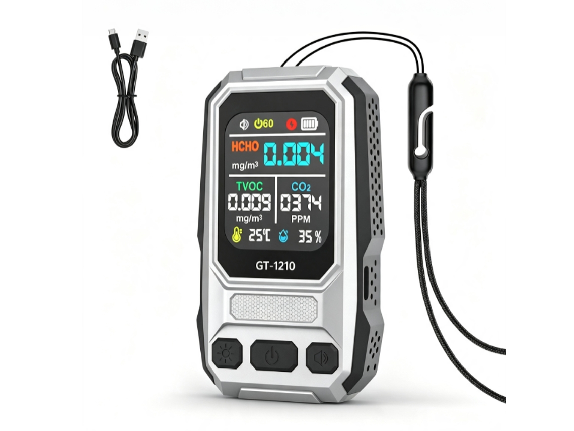 Detector De Qualidade Do Ar 5 Em 1: Alarme Para Formaldeído, Dióxido De Carbono, Temperatura, Umidade E Qualidade Do Ar