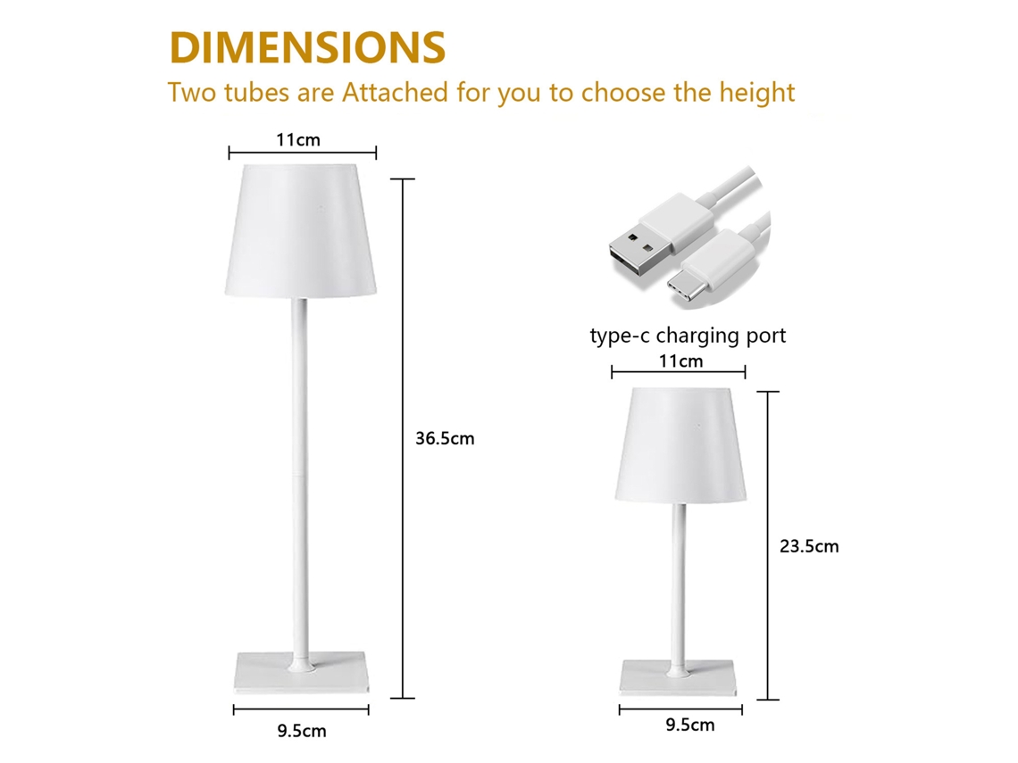 Lâmpada de Mesa Kd de Pernas Altas com Controle por Toque, 3 Cores de Luz, Design Simples e Moderno