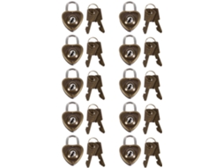 Conjunto De 10 Mini Cadeados Ferro Em Formato Coração Para Malas, Resistentes, Antifurto E Fáceis De Transportar, Com