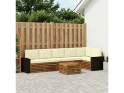 Vidaxl Conjunto De Sofá Sectional Com Almofada 7 Pcs Natural E Creme