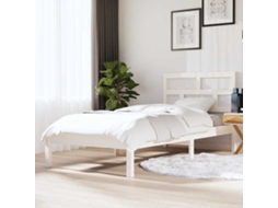 Vidaxl Estrutura De Cama Solteiro 90x190 Cm Madeira Maciça Branco