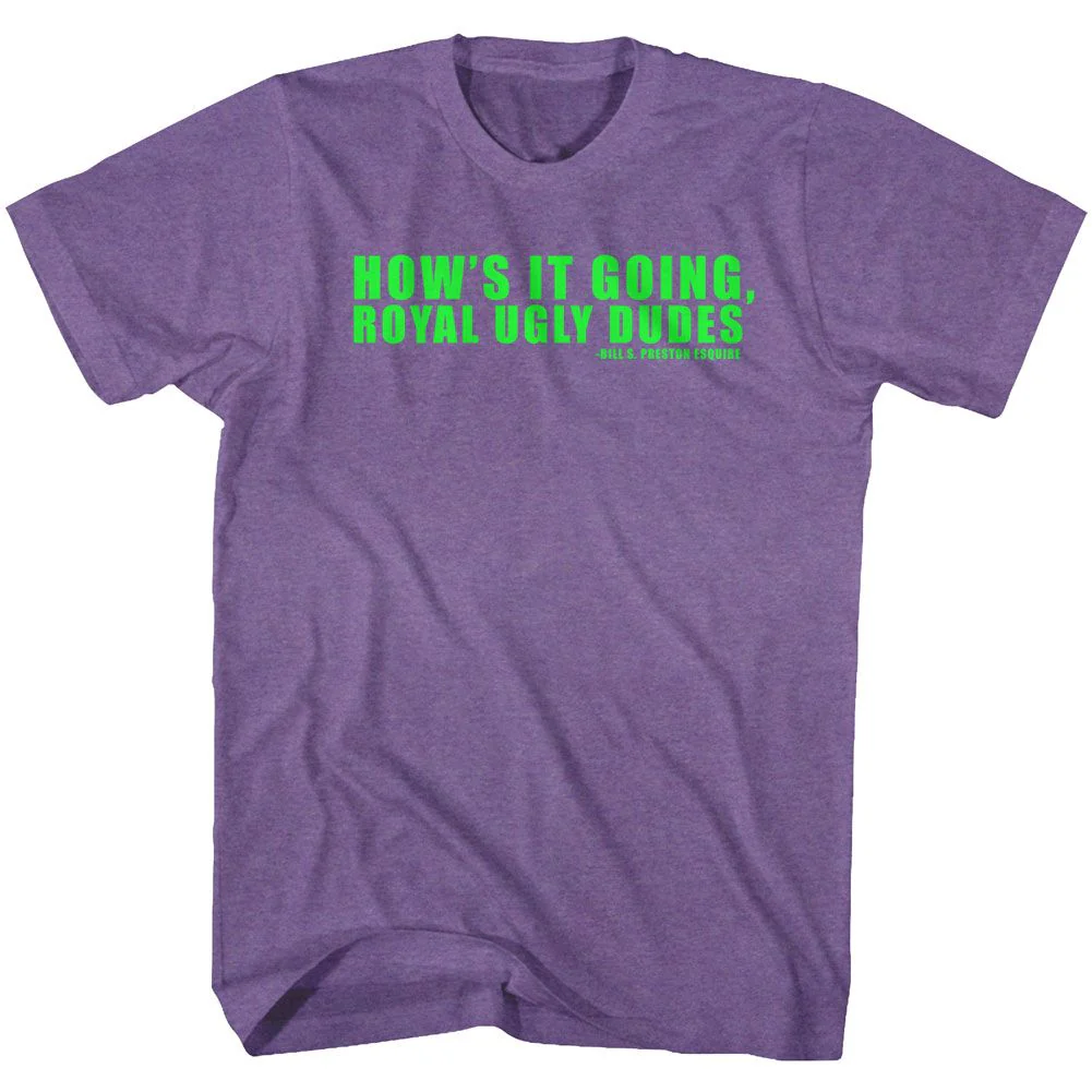 Unisex Adult T-shirt Rockinstone Bill And Ted Ugly Heather Purple Sizel