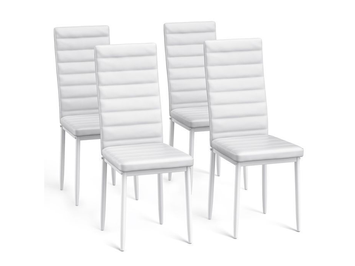Cadeira de Sala de Jantar Escandinava Pu Branco Conjunto de 4 BEALIFE