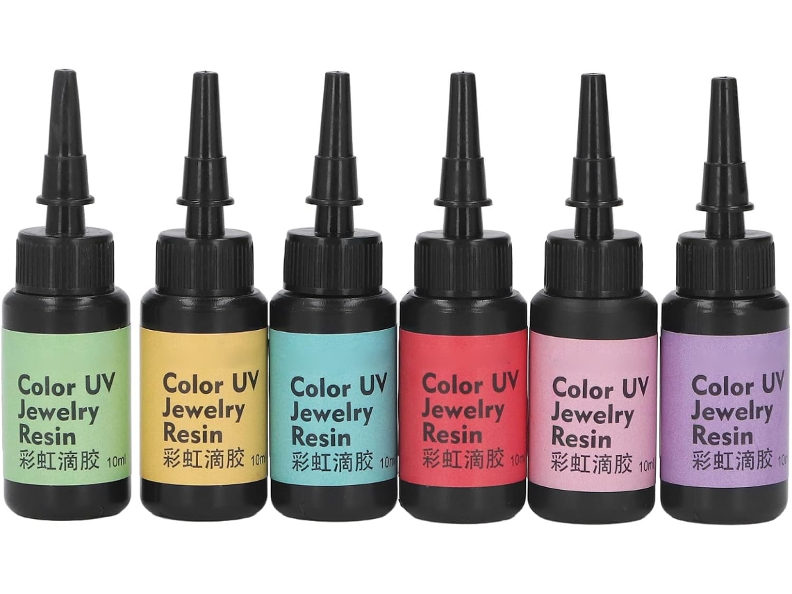 Resina Uv, 6 Unidades De 10ml, Resina Uv Transparente E Cristalina, Cura Rápida, Cola Uv Transparent Gokoco
