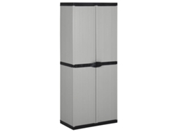 Vidaxl Armário Arrumação Jardim 3 Prateleiras 68x40x168cm Cinza/preto