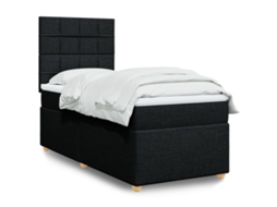 Cama Com Molas/colchão 80x200 Cm Tecido Preto