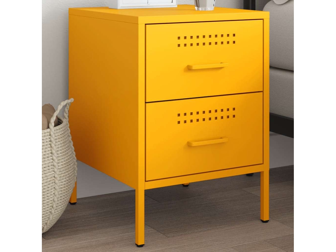 Vidaxl Mesa De Cabeceira 36x39x50,5 Cm Aço Amarelo Mostarda