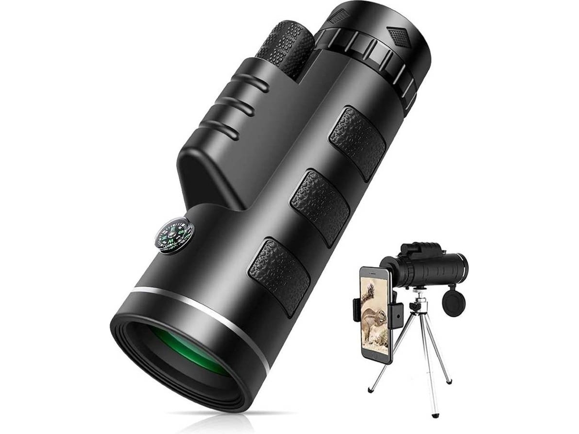 Binóculos ENKERS Monóculo À Prova D'Água 40X60 HD de Alta Potência com Suporte para Smartphone À Prova D'Água de Tripé para Observação-Preto