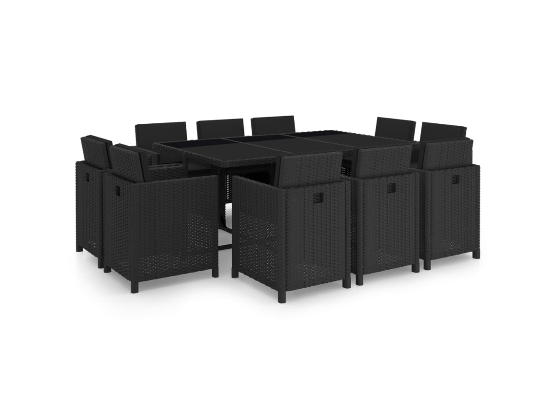 Outdoor Dining Set, Outdoor Dining Sets Vidaxl Preto Rattan / Vime (mesa Com 167 Cm De Comprimento)