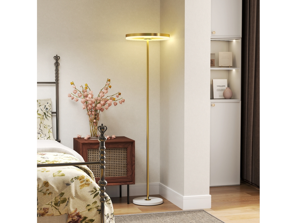 Lâmpada de Pé Moderna com Luz Dimmerável,interruptor de Pedal e 3 Níveis de Brilho dourada BTFORUS