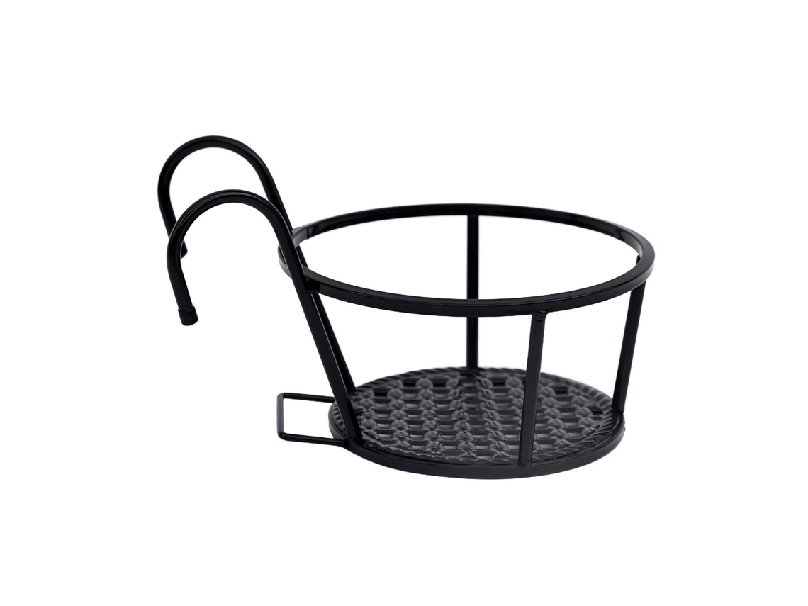 Cesto de Flores de Metal com Gancho Oco 22cm Preto