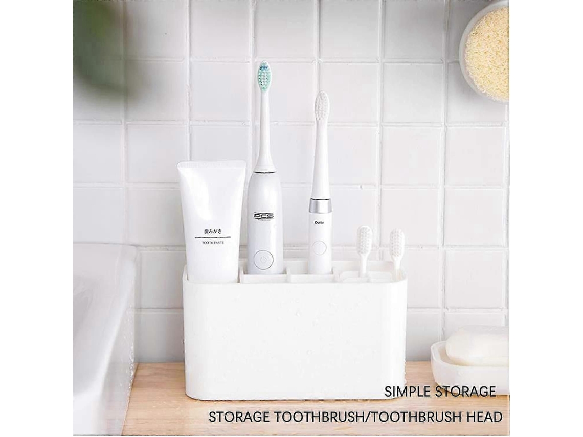 Suporte Multifuncional Para Escova De Dentes Elétrica Com 4 Compartimentos Para Escovas De Dentes + 6 Compartimentos Para Cabeças De Escova De De