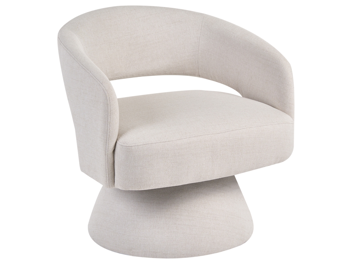 Sillón Giratorio Beliani Eidal De Tela Blanco 68x68x71