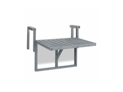 Relaxdays Mesa De Varanda Suspensa, Dobrável, Regulável Em Altura, Axlxp: 55x70x65 Cm, Madeira, Cinzento