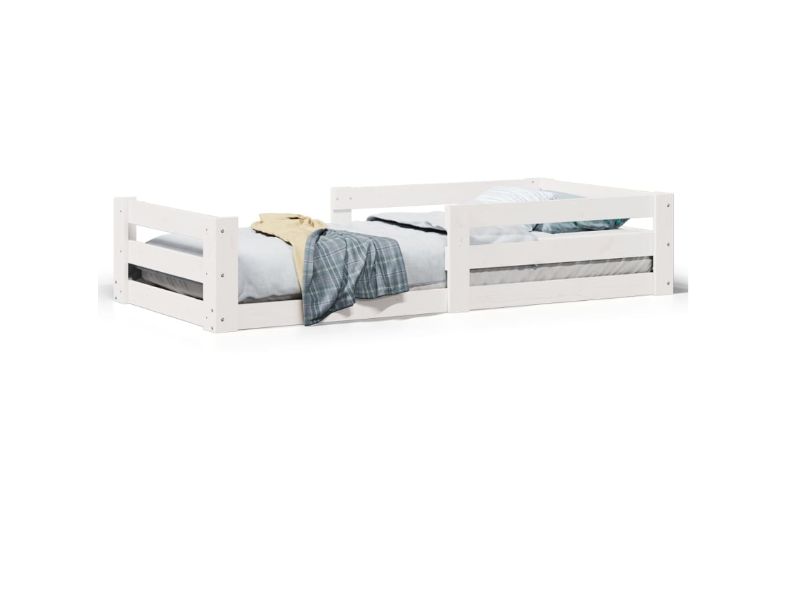 Estrutura Da Cama Vidaxl Branco Madeira De Pinho Maciça (197 X 82 X 41.5 Cm)