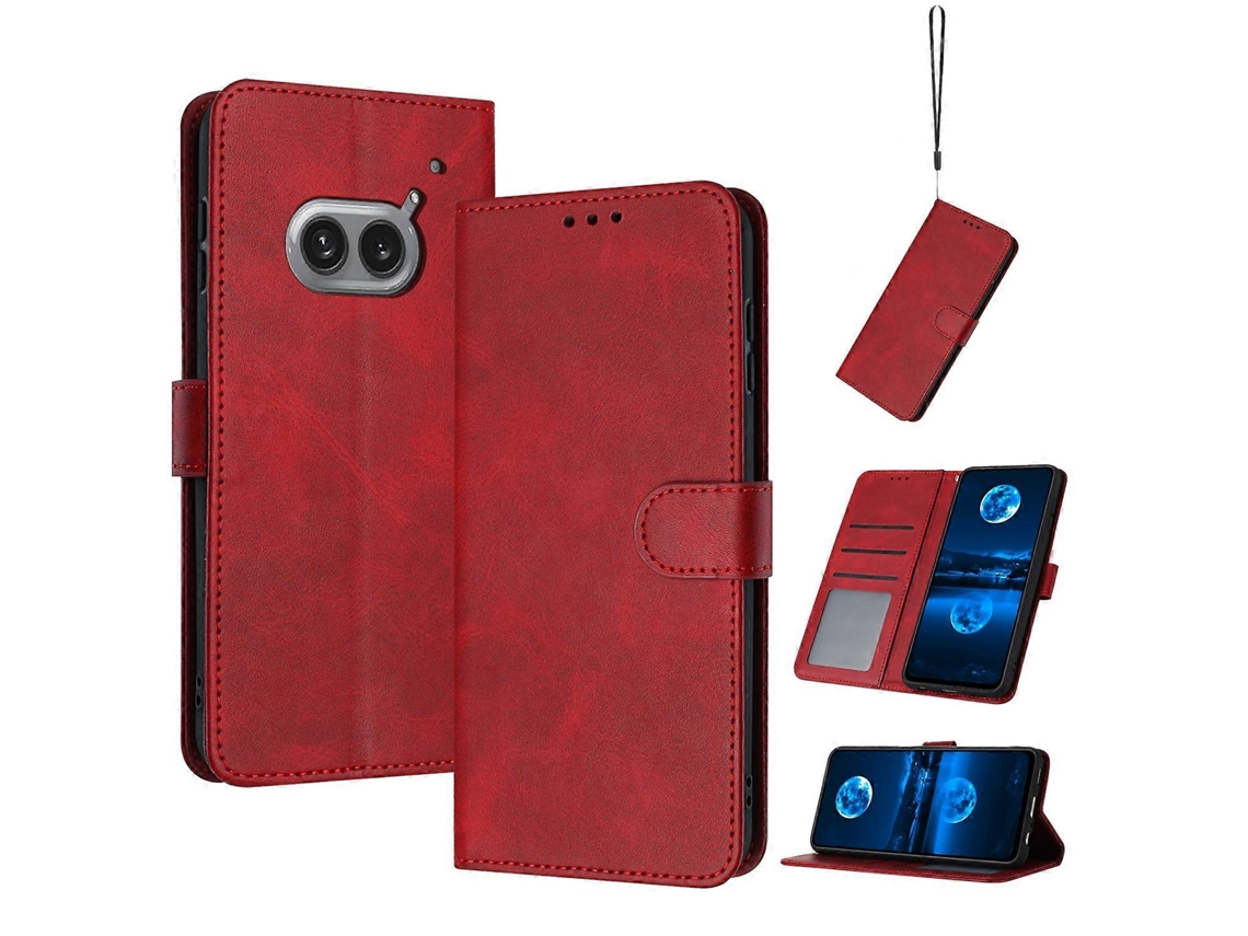 Capa Flip Em Couro De Bezerro Texturizado Para Nothing Phone 2a / 2a Plus