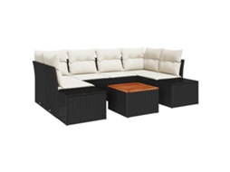 Conjunto 7 Conjunto De Sofá De Jardim Vidaxl Preto Vime Pe (234 X 154 X 69 Cm)