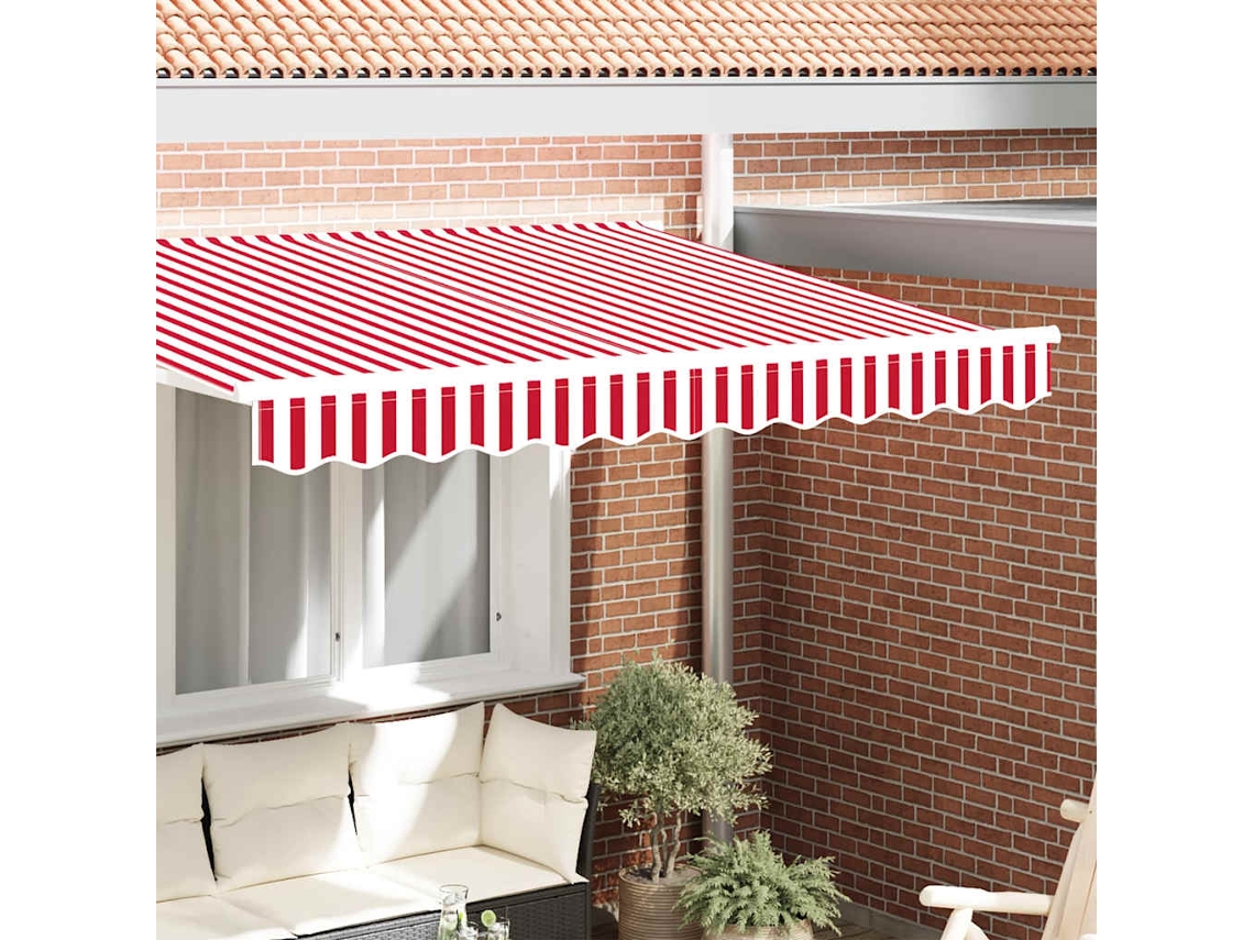 Vidaxl Substituição De Valance De Toldo Vermelho E Branco 2,5 M