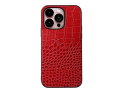 Capa De Couro De Vaca Com Camada Superior De Crocodilo Para Iphone 14 Pro Max (preta) Vermelha