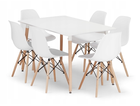 Conjunto De Mesa Retangular Branca Adria 120x80 6 Cadeiras Brancas Osaka Leobert