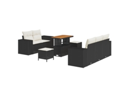 Sofá De Jardim Vidaxl Preto Vime Pe (90 X 55 X 71 Cm)