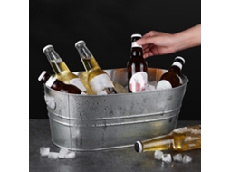 Balde De Gelo Oval Em Ferro Galvanizado - Refrigerador Portátil Para Cerveja E Bebidas Para Festas