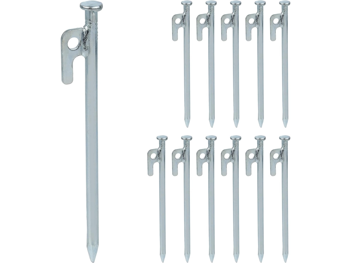 Conjunto de 12 Estacas Fixação para Tendas, Pavilhões e Toldos. Gancho Aço. AQUAFORGE