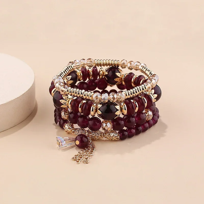 Conjunto De Pulseiras De Contas Empilháveis Estilo Simi