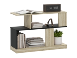 Mesa Auxiliar Em Forma De S, Mesa Para Extremidade De Sofá Com 3 Níveis De Prateleiras De Arrumação 90 X 30 X 61 Cm, Efeito Madeira Natural Preto