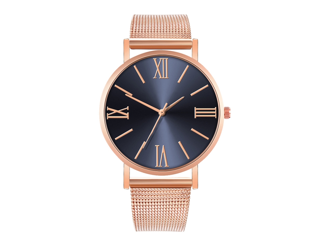 Reloj De Moda Para Parejas Con Correa De Malla Dial Redondo Quarzo