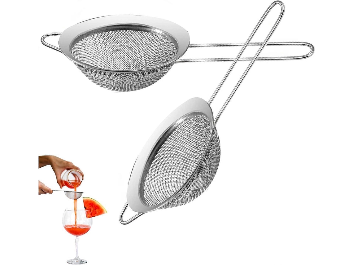 Jogo De 2 Coadores Chá Malha Fina Em Aço Inox, Pequenos Com Alça E Borda Alargada, Para Infusão. Aquaforge (8 Cm)