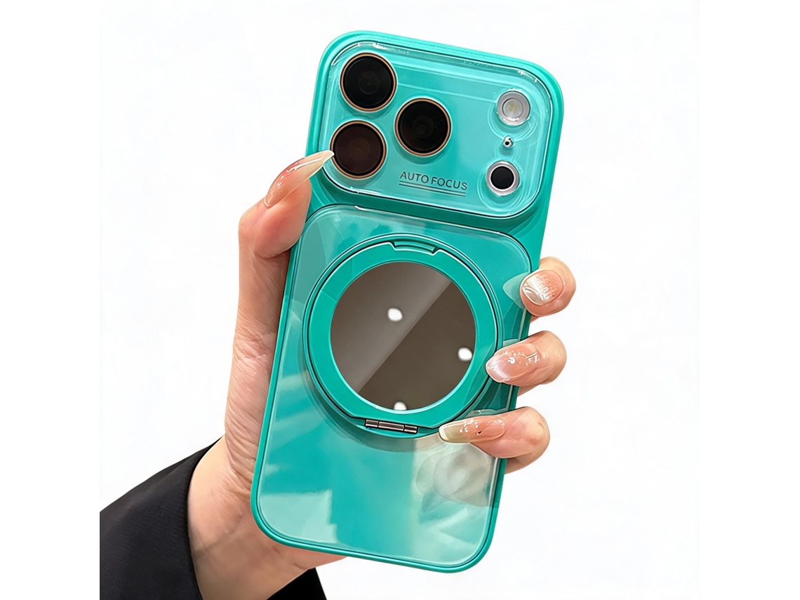 Capa Protetora Hibbent Para Iphone 18 Pro Com Espelho E Rede Anti-poeira (verde)