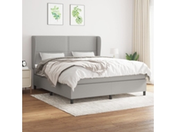 Vidaxl Cama Com Molas/colchão 180x200 Cm Tecido Cinzento-claro