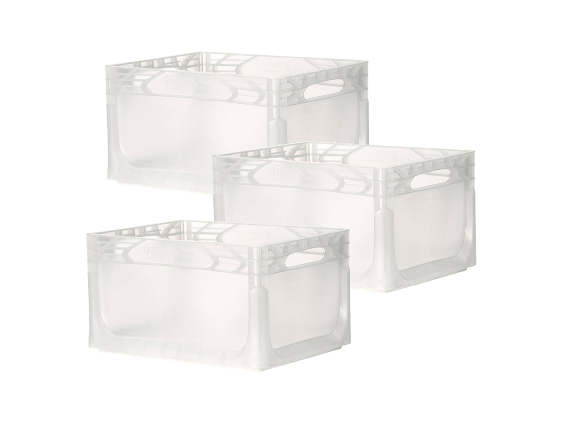 Conjunto Well Home com 3 Caixas Industriais Transparentes de 40x30x22cm WELLHOME