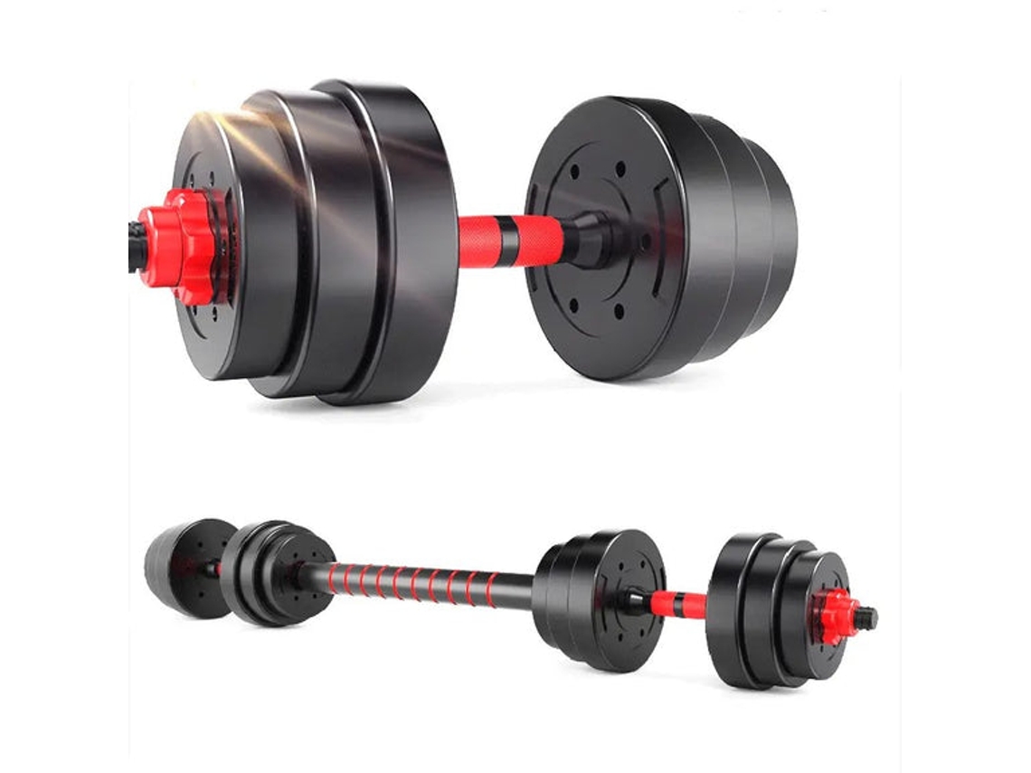 Haltere Ajustável para Musculação 2 em 1 com Barra de Extensão de 20Kg SYNERFIT