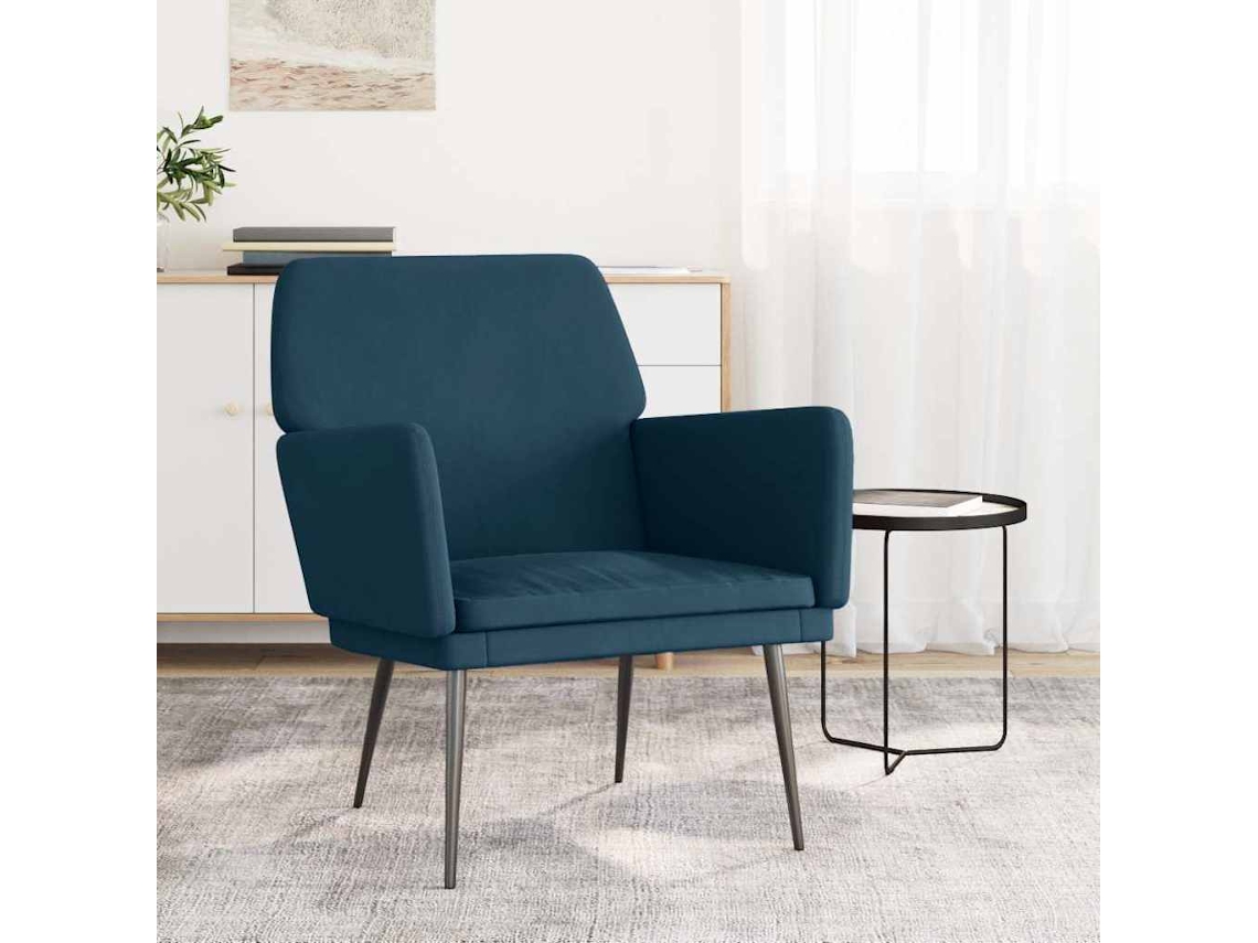 Vidaxl Cadeira C/ Apoio De Braços 62x79x79 Cm Veludo Azul