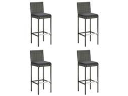 Conjunto 4 Banco De Bar Vidaxl Cinzeto Vime Pe (40 X 44 X 108 Cm)