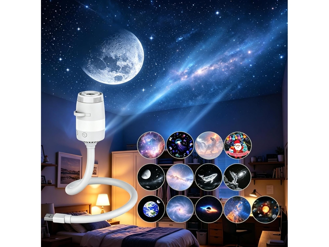 Luminária Noturna Galaxy Star Atualizada, Projetor Led Usb De 360°