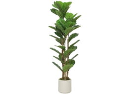 Planta Artificial Figueira 120cm Com Vaso Plástico E Tronco Madeira Maciça, Verde