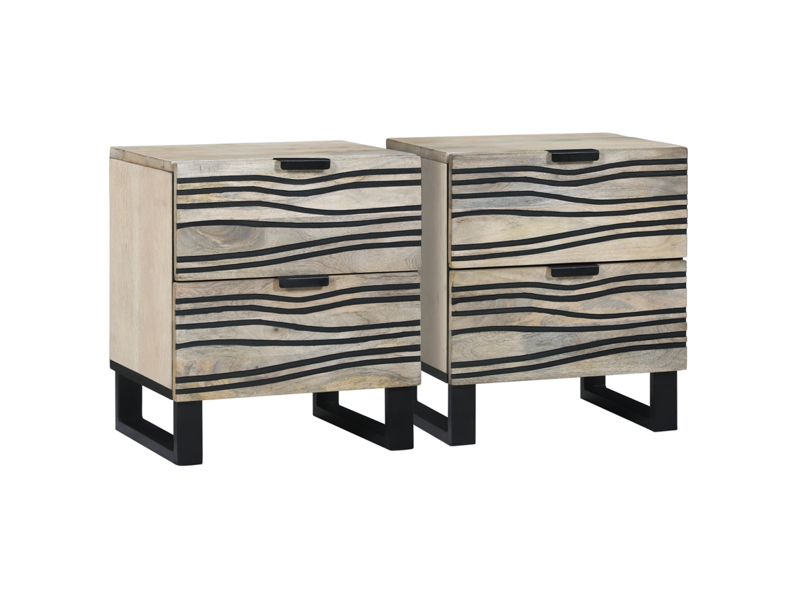 Conjunto 2 Armário De Cabeceira Vidaxl Branco Madeira De Mangueira Maciça (40 X 33 X 46 Cm)