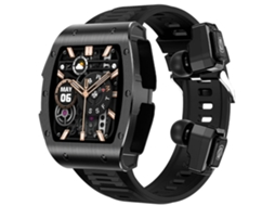 Smartwatch Tws 2 Em 1 Bluetooth Chamando Monitoramento De Oxigênio No Sangue Modos Multiesportivos De Saúde Preto Yunzii