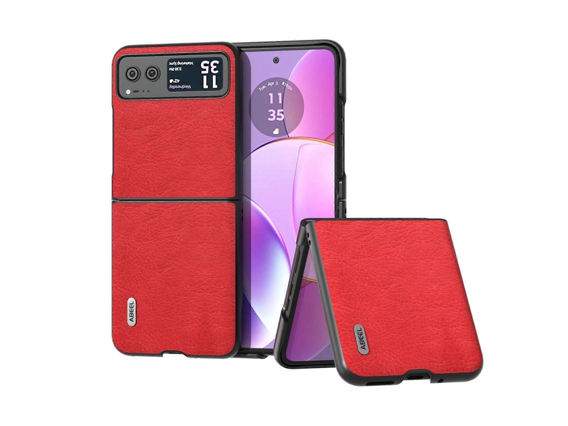 Capa De Celular Abeel Retro Com Textura De Lichia Em Pu Para Motorola Razr 40