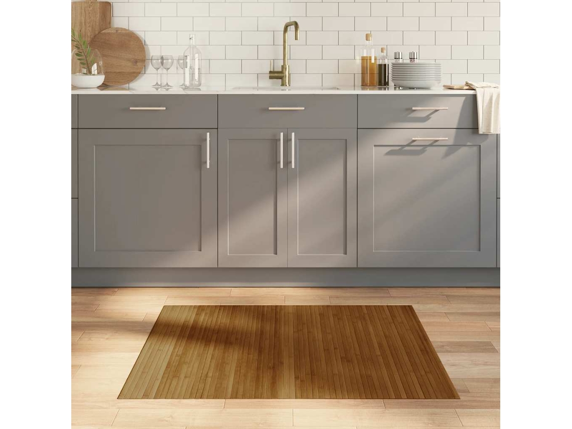 Vidaxl Tapete Retangular 80x100 Cm Bambu Castanho
